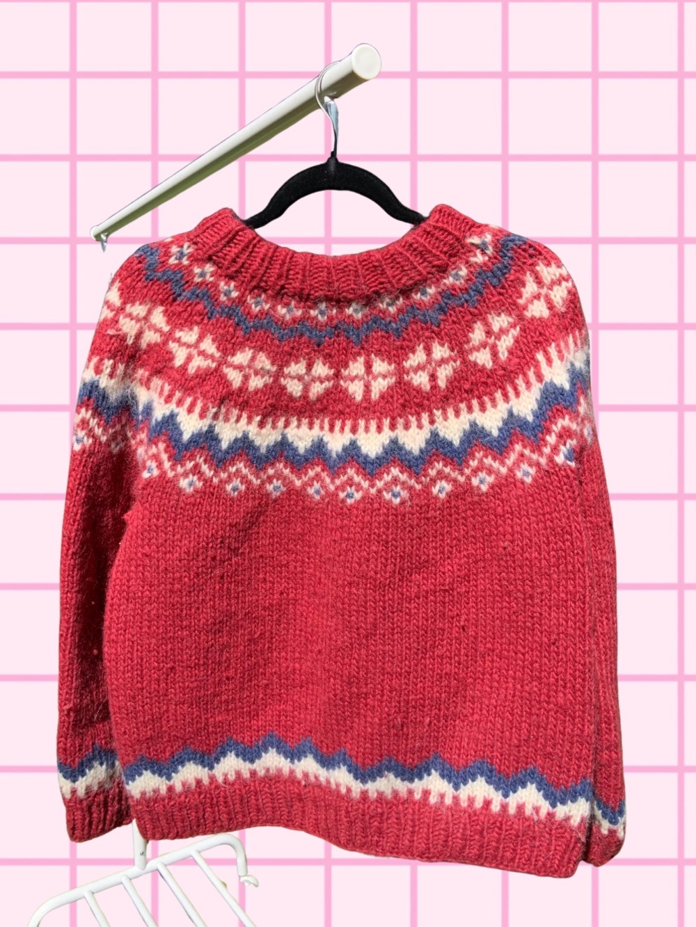 Vintage Hand knit Wool Fair isle Sweater - Women’s Size 1X
